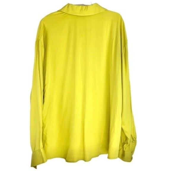 NWT Eloquii Chartreuse Button Down Long Sleeve Shirt - Picture 6 of 6